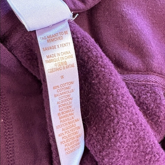 Savage X Fenty Purple Cropped Hoodie Sweatshirt size 1X - Picture 4 of 5
